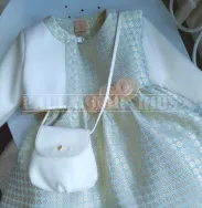 Sukienka do chrztu 68 z bolerkiem w stylu Chanel i torebeczką 